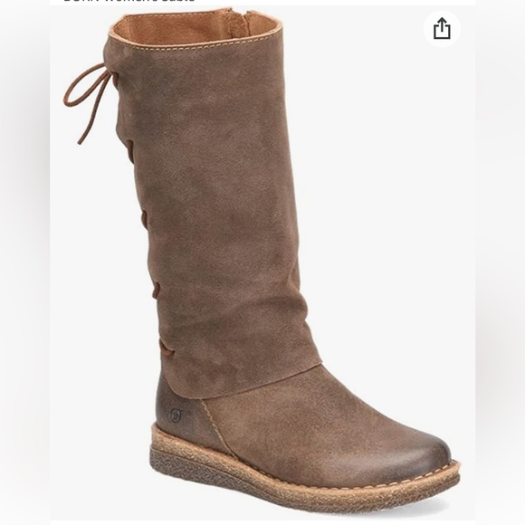 Born Shoes - New Born Sable Distressed Leather Lace Up Tall Boots size 9 med width brown NWOT